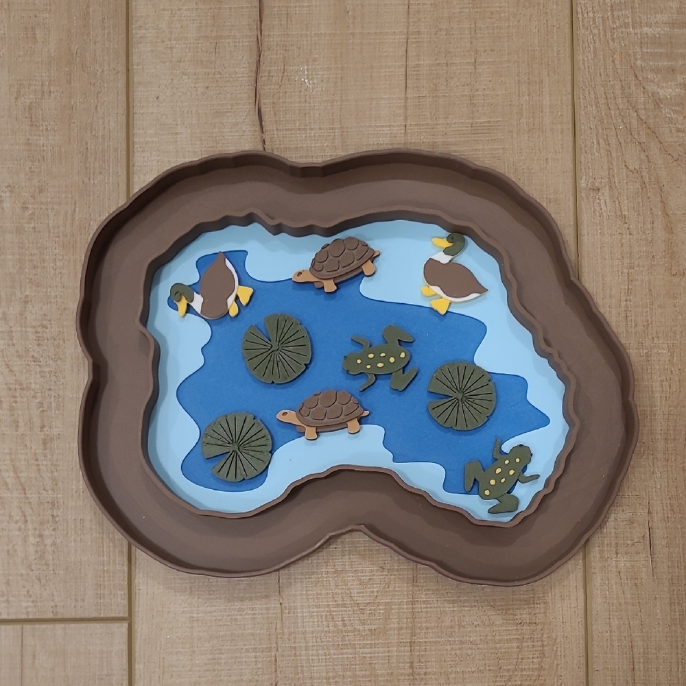 3d Eco Printed Sensory Play Tray With Counters Pond Nature Based Toys